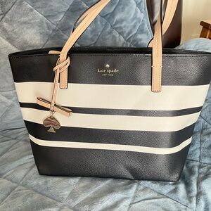 Kate Spade Black and Cream Striped Tote Hawthorne Lane